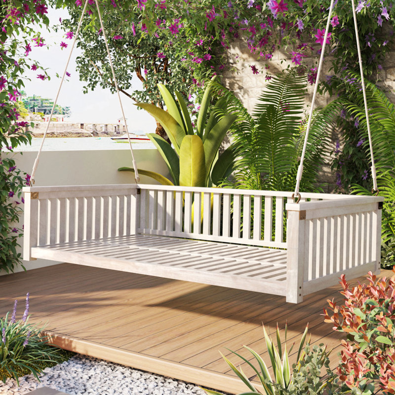 Balancelle de patio en bois pour lit de jardin, White