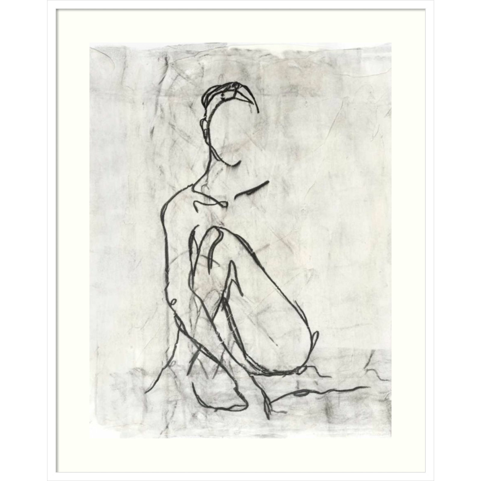 Embellished Nude Contour II Print, 37" H x 31" W, White Framed Paper