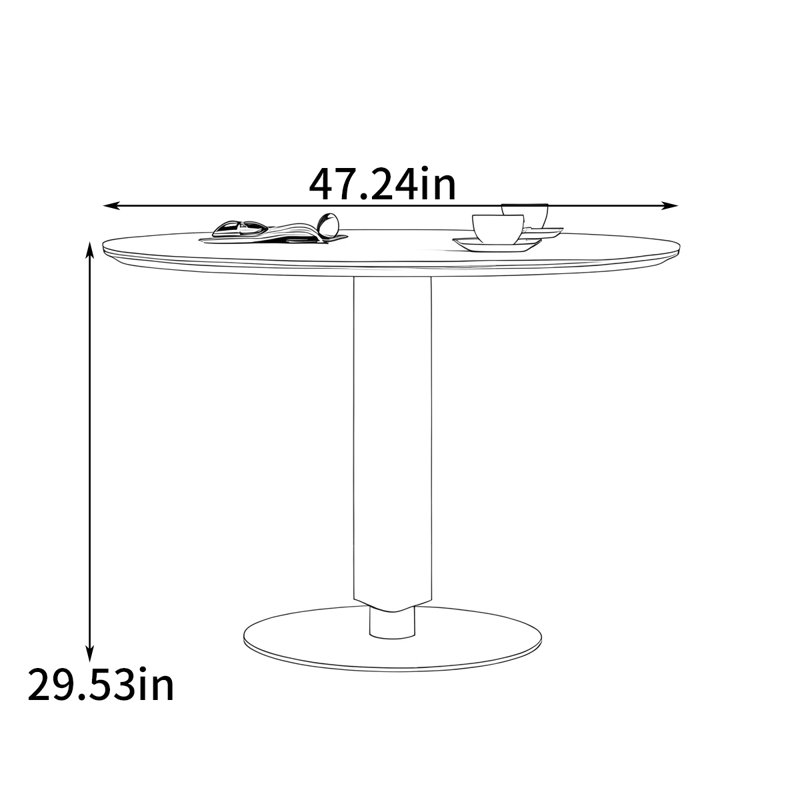 Simple small-sized dining table, Silver/Black