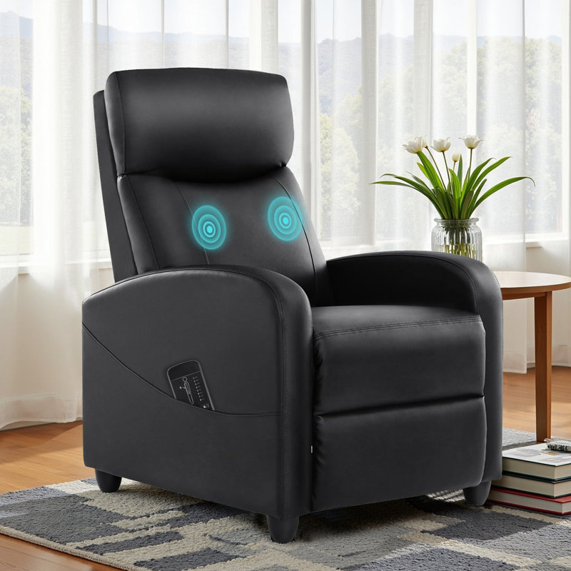 Recliner Chair for Adults, Massage PU Leather Small Recliner Home Theater Seating with Lumbar Support, Adjustable Modern Reclining Chair with Padded Seat Backrest, Living Room