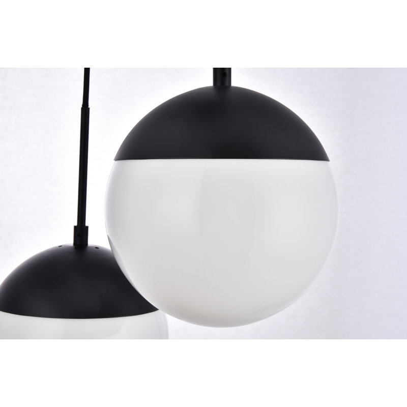 Luminaire suspendu en sphères groupées à 5 lumières Yearby, Noir, Blanc givré, 3 lumières