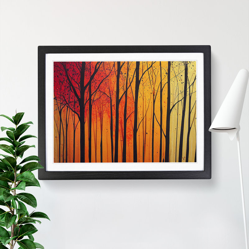 XH1022-6736X Paint Splashed Autumn Forest Vol.5 - Single Picture Frame Painting, Black Framed, 46cm H x 64cm W x 2cm D