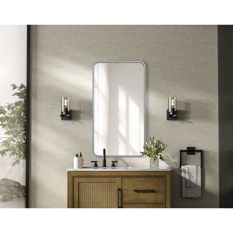 Erath Contour Metal Mirror, Silver, 36" x 20"