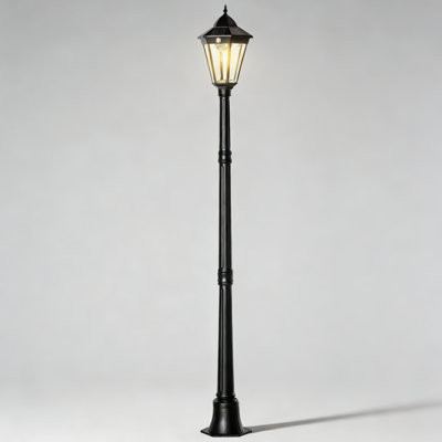 Éclairage de rue solaire Outsunny de 77 pouces, réverbère d'extérieur en aluminium imperméable, détecteur de mouvement PIR, luminosité réglable, convient aux jardins, pelouses, allées, allées, noir