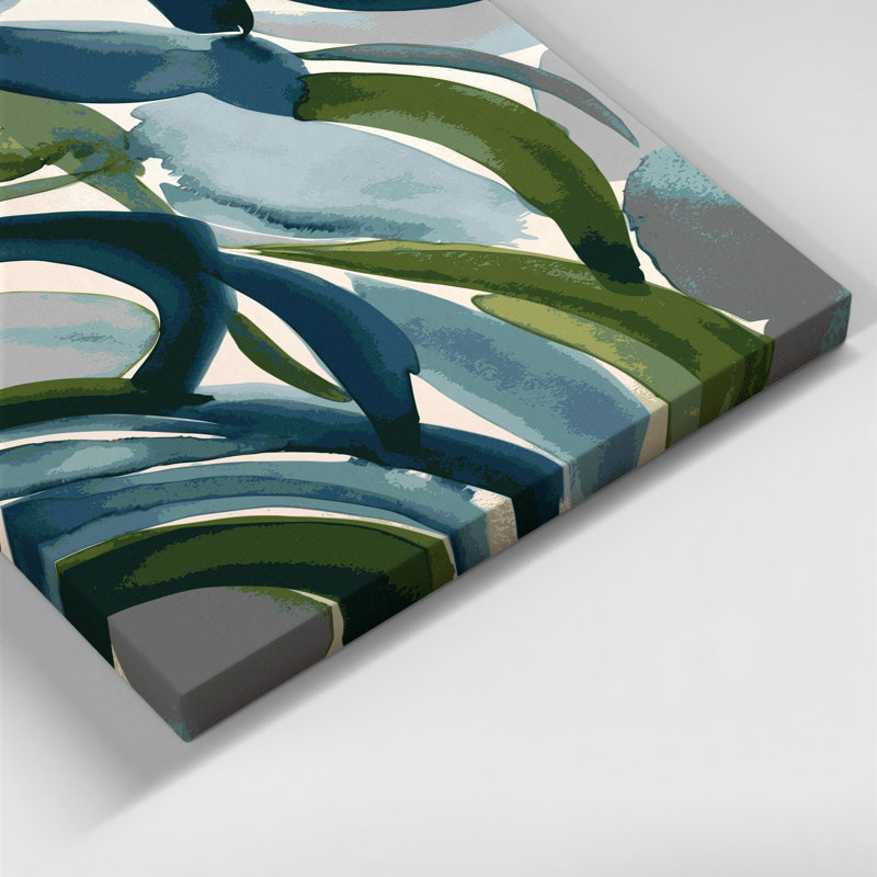 Abstrait aquarelle 25, art mural sur toile verte, H 36 po x l 24 po