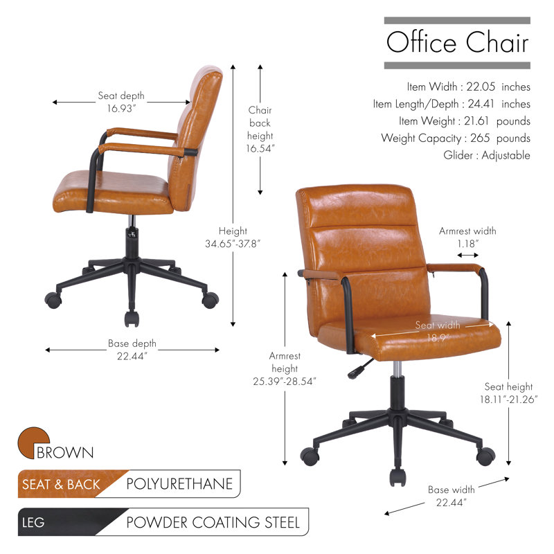 Chaise de travail Airete, Brun