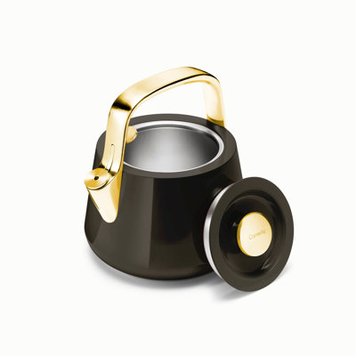 Caraway Stovetop Iconics Whistling Tea Kettle, Black/Gold