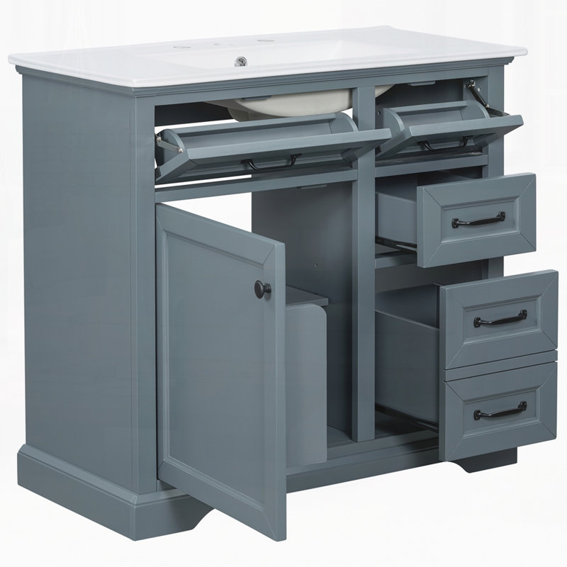 Meuble-lavabo 36 po avec lavabo, Bleu gris