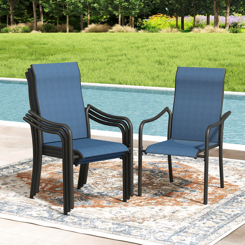 Fauteuils de salle à manger d'extérieur empilables, Bleu