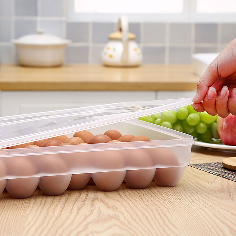 Organisateur de réfrigérateur à œufs en plastique - 34 grilles, transparent