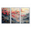 Rose, bleu, cerisier en fleurs, branche en Chine - ensemble d'art mural fleur de cerisier-107201410-107201412