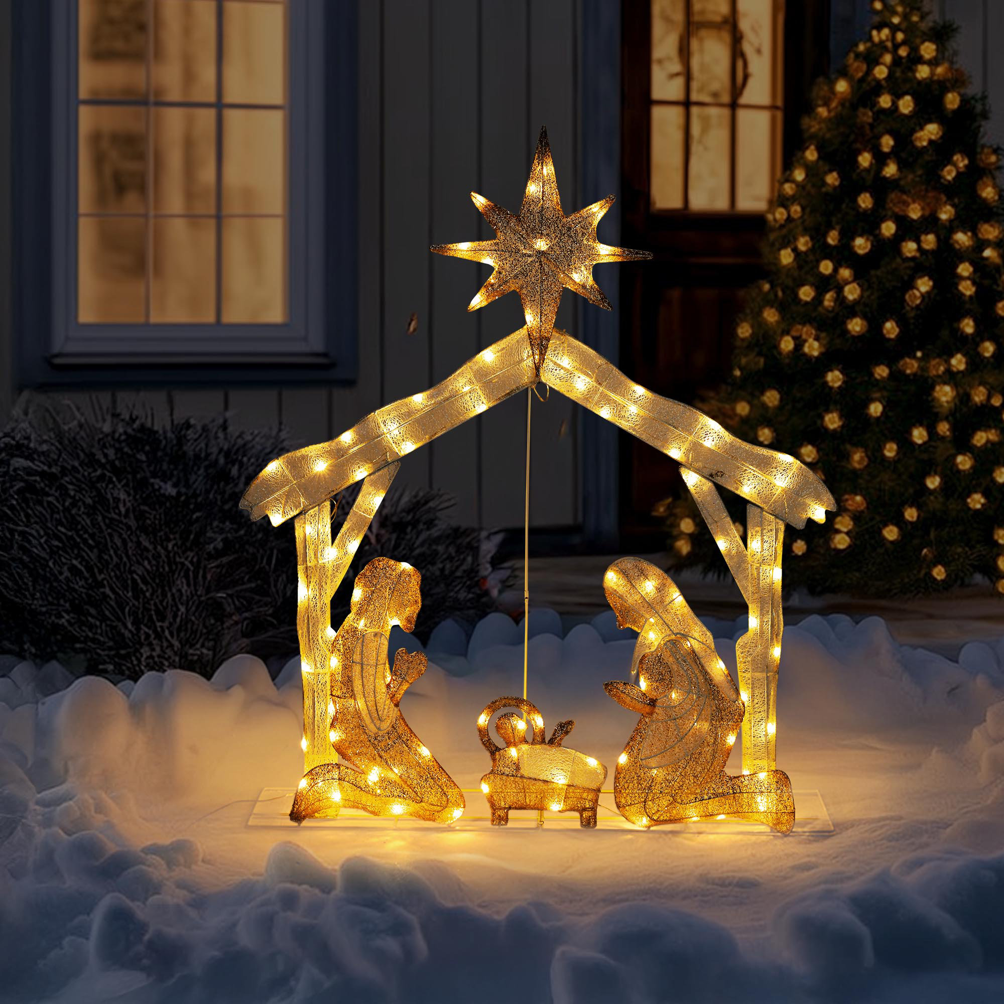 Christmas Led Scene The Holiday Aisle® Nativity Scene Christmas Holy Family Lighted Display ...