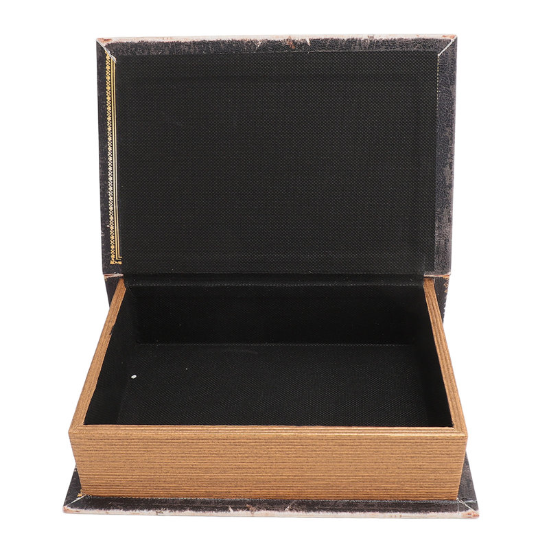 Boîte à livre décorative en bois et cuir européen avec rangement de forme rétro pour bureau à domicile