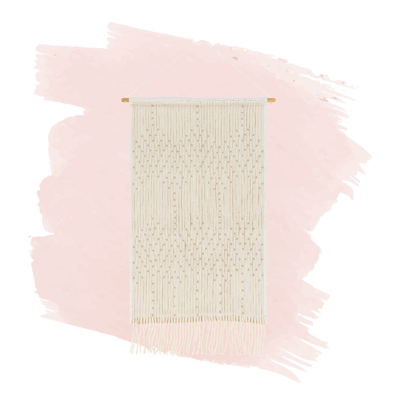 Suspension murale en coton avec tige incluse, Crème