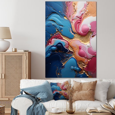 Trippy rose bleu abstrait liquide encre IV - encre liquide abstrait, art mural