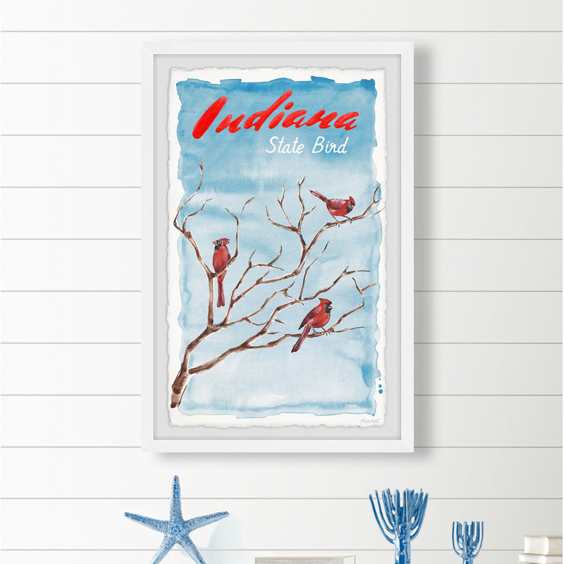 Indiana State Bird par - peinture encadrée, H 24 po x l 16 po x P 1,5 po