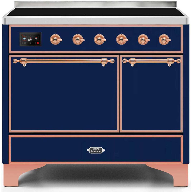 ILVE Majestic II Series 40 inch Induction Range with 6 Induction Elements (Glass Door), Midnight Blue/Copper