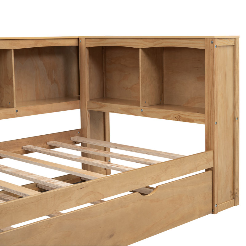 Lit de jour avec lit gigogne simple et rangement - Lit gigogne en bois, structure solide Ports