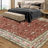 Hand Knotted Wool Area Rug in Rust And Ivory