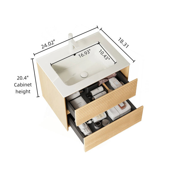 Ebern Designs Meuble-lavabo de salle de bain avec lavabo, armoire de ...