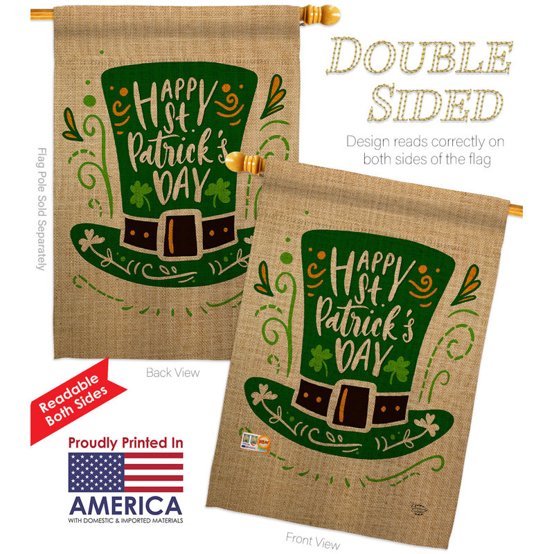 Drapeau de jardin St Pat Hat, H 40 po x l 28 po