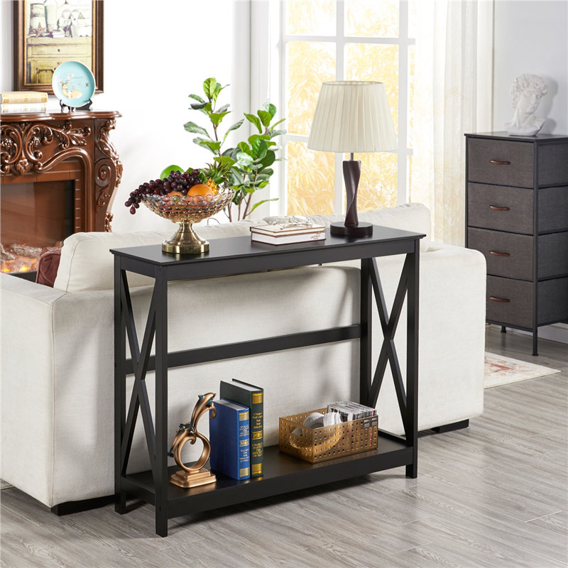 101.5cm W Solid Wood Console Table, Black