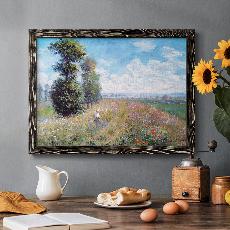 «Meadow with Poplars», 1875 - reproduction d'art sur toile simple, Noir, H 18 po x l 26 po x P 1,5 po