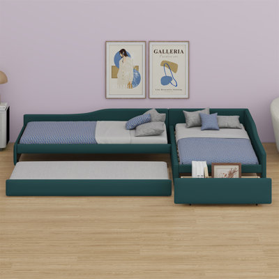 Upholstered Double Daybed With Trundle And Drawer