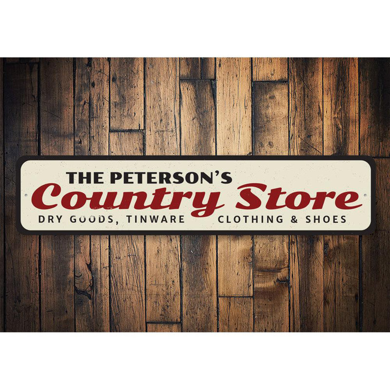 Enseigne en aluminium Country Store, H 6 po x l 24 po x P 0,063 po