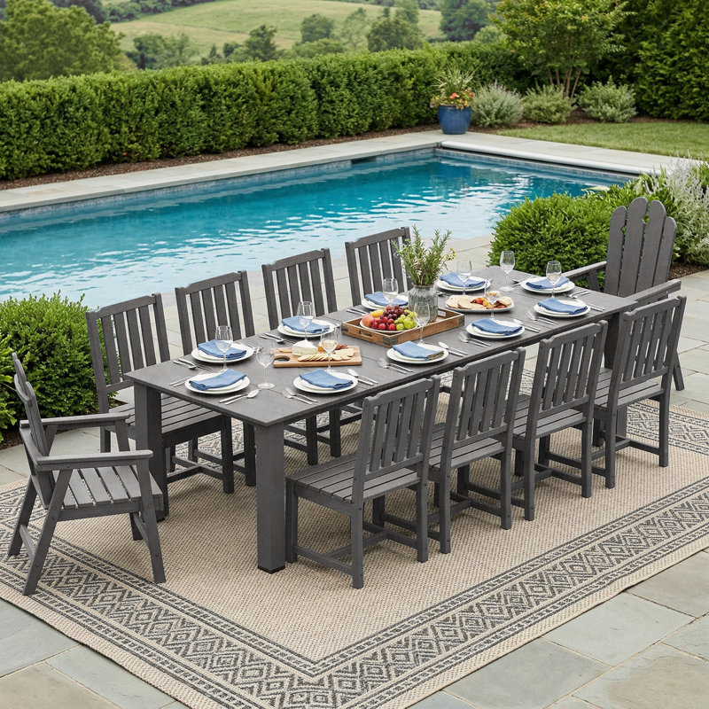 11-Piece Dining set for outdoor swimming pool, garden and lawn., Gray