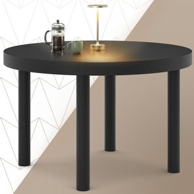 Gather 48" Round Wood Dining Table, Black Finish, Seats 4
