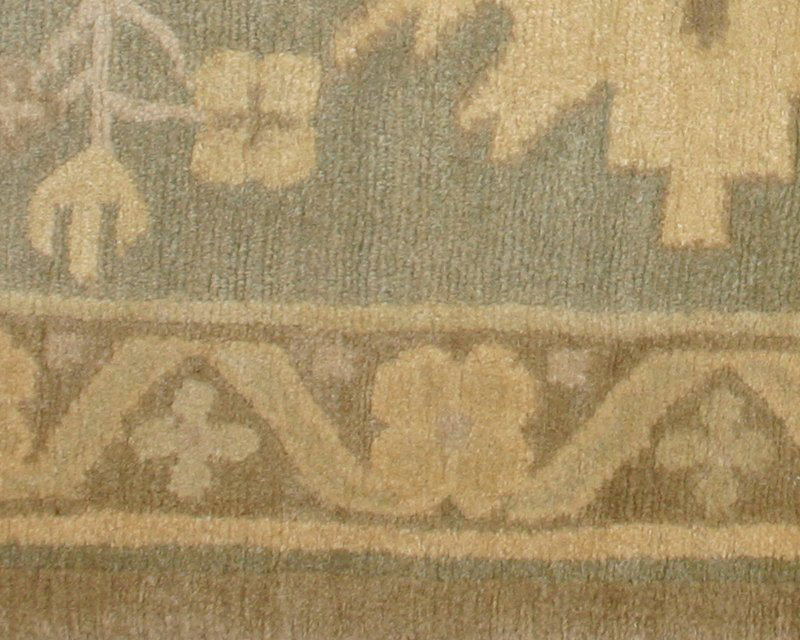 Afshan Wool Oriental Area Rug in Greens/Taupes, Rectangle 8' x 10'
