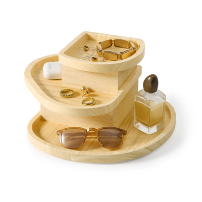 Cove 3-Layer Jewelry Box, Accessories Organizer in Natural Wood