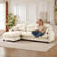 Canapé d'angle modulaire en forme de L avec pouf, tissu chenille haut de gamme, dossier capitonné, design ergonomique, installation facile, convient aux chambres, salons et coins lecture.