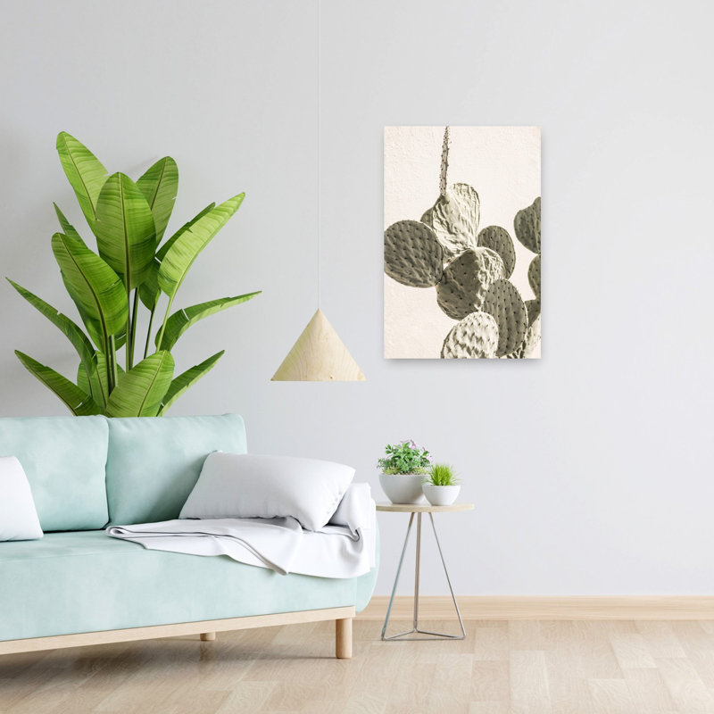 Art contemporain contemporain avec cactus, H 24 po x l 16 po