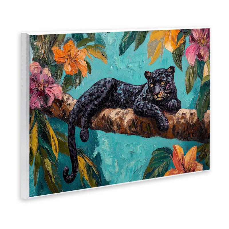 Plaque murale Lazy Day Black Leopard, par Petal Prints Design, H 13 po x l 19 po