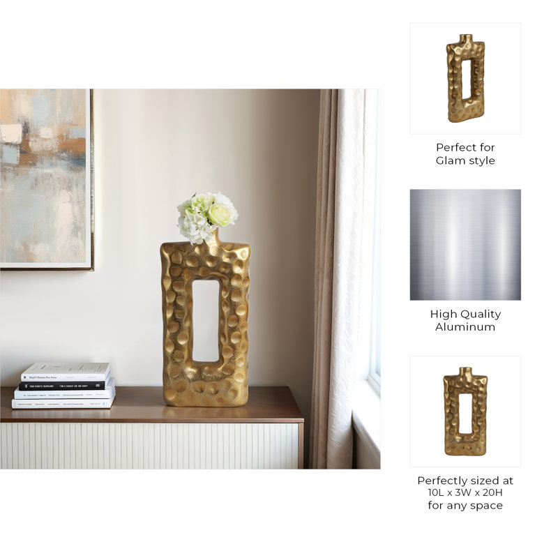 Renness Handmade Metal Table Vase, 20" H x 10" W x 3" D