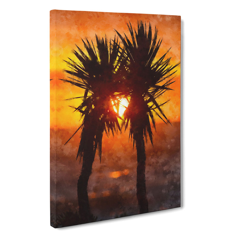 Palm Trees At Sunset Vol.2 - Wrapped Canvas Painting, 76cm H x 50cm W x 3cm D