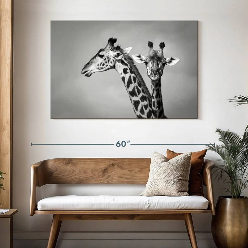 Gros plan sur des girafes de Brampt, H 32 po x l 48 po