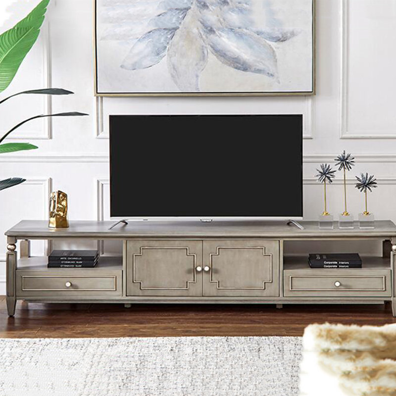 Meuble télé moderne en bois massif multicouche, 78.74"