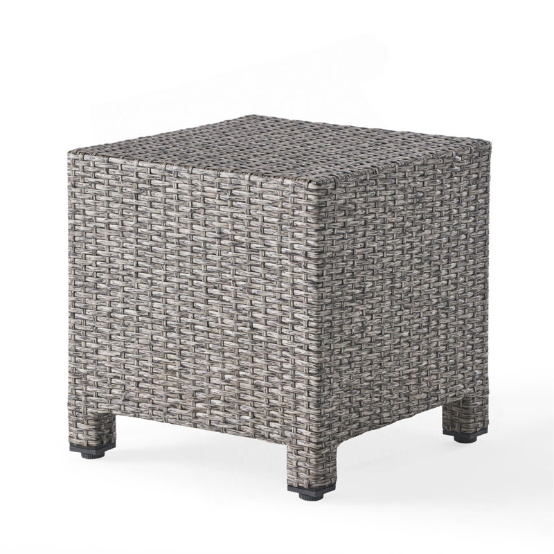 Charming Polyethylene Rattan Accent Table For Versatile Outdoor Décor, Black