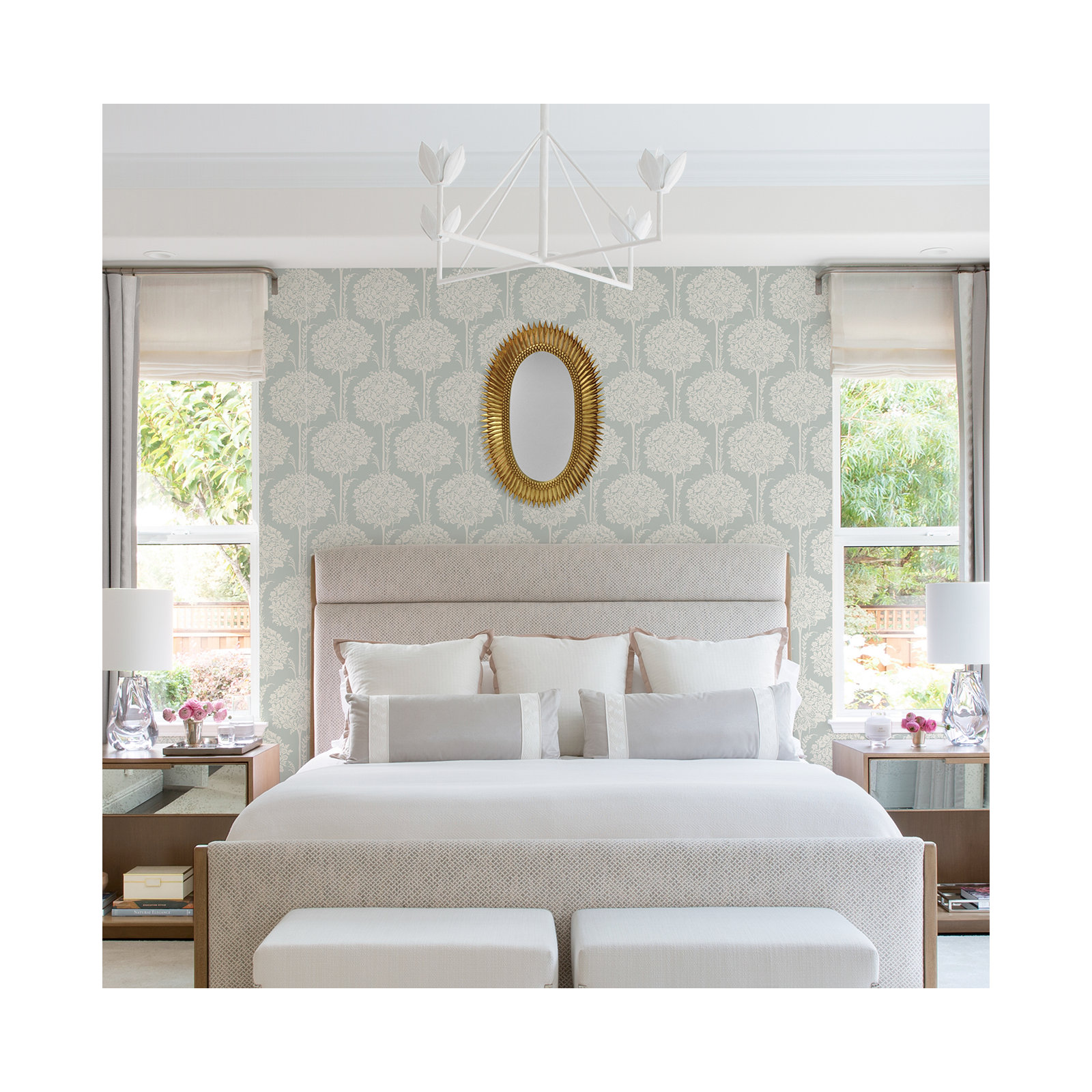 Erelina Floral Wallpaper, Light Blue