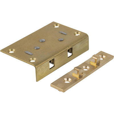 Extra Large Brass Half Mortise Chest Or Box Lid Lock W/Two Skeleton Keys