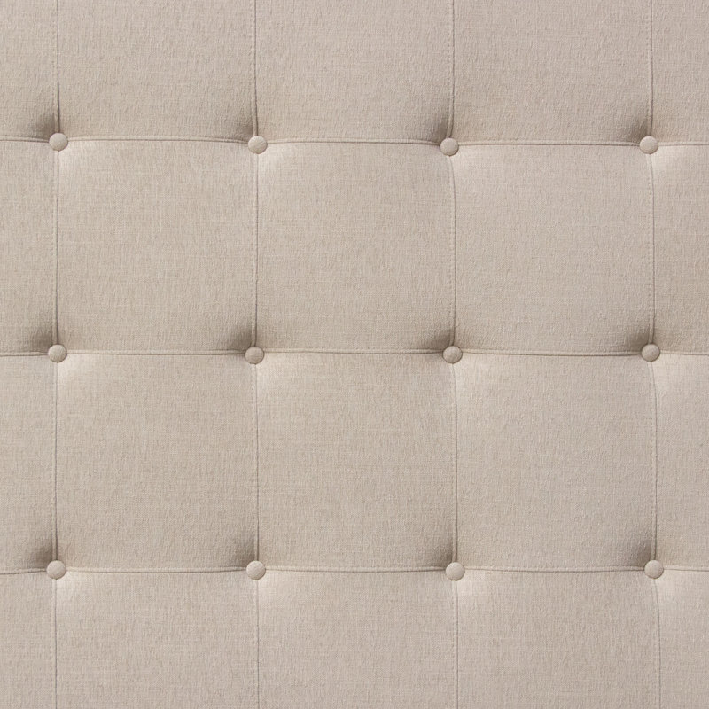 Madison Ave Tufted Wing Queen Bed In Sand Button Tufted Fabric, Queen, Sand