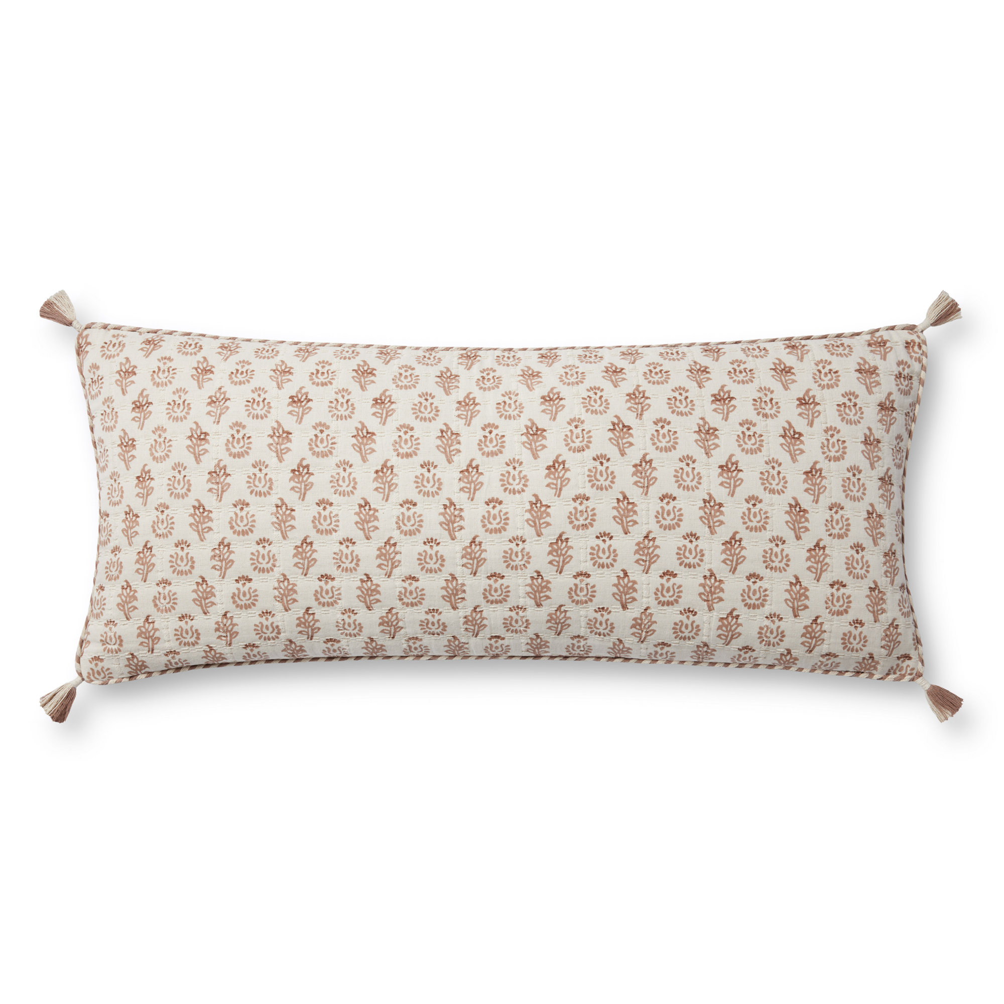Tassels 100% Cotton Lumbar Throw Pillow, Pillow Cover Only - No Insert