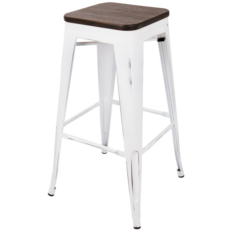 Joncarlo Counter Stool with Metal Frame, Bronze/White Frame