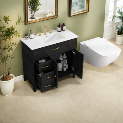 Les meubles-lavabos en pouces (doivent inclure le meuble-lavabo et le lavabo) avec rangement