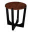 Brown & Black Wood Side Table, 22.20 - Inch Table Head, 26.2 Height, Ideal For Decor Items And Drinks, Indoor Outdoor Utilization, Easy Assembly Task Solid Colour Blend, Round Segment, Tall, Can Hold