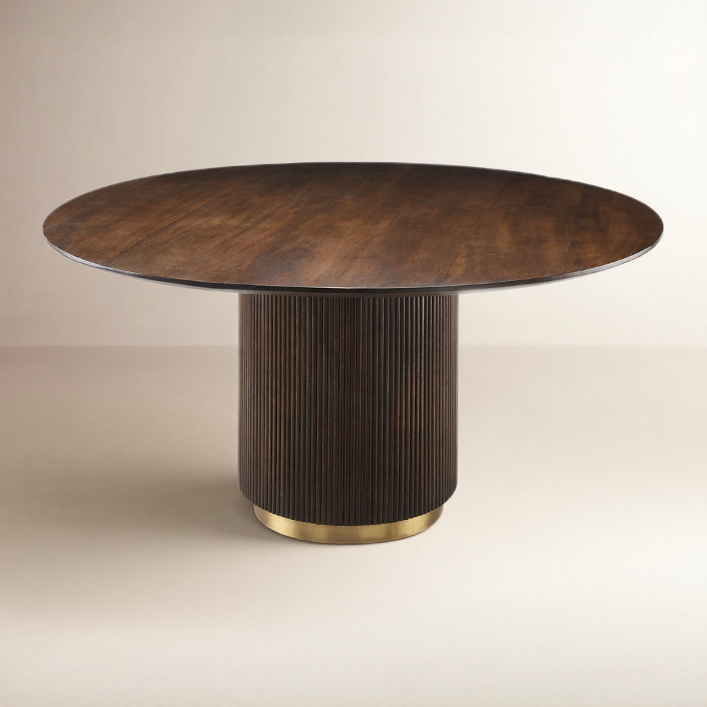 Rylee 60" Mango Dining Table, Black/Gold, Brown