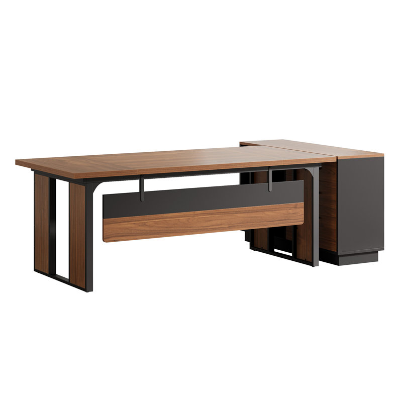 Bureau de direction en L de 63 po avec classeur de 47 po (chaise non incluse)